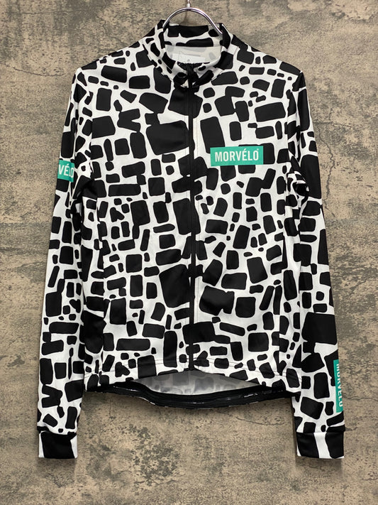 JA642 モーヴェロ MORVELO 長袖 サイクルジャージ 白 黒  S