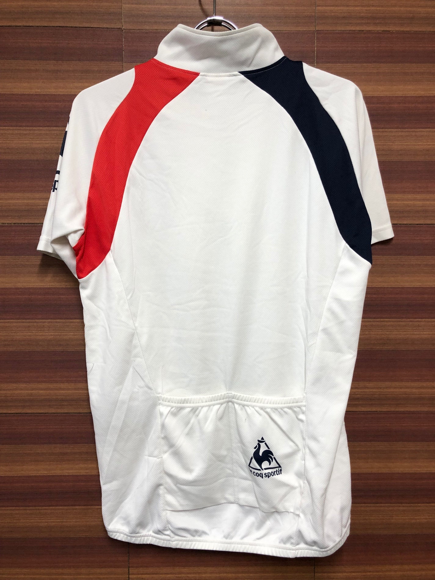 IJ790 ルコックスポルティフ lecoqsportif 半袖サイクルジャージ Lサイズ 白 ※ほつれあり