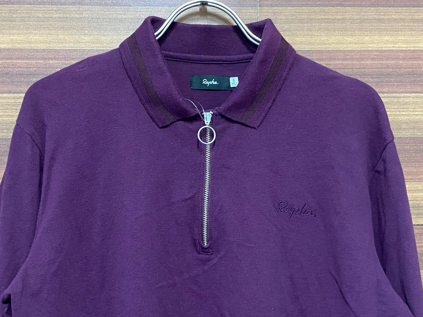 HU046 ラファ Rapha ロゴロングスリーブジップポロ LOGO LONG SLEEVE ZIP POLO パープル S