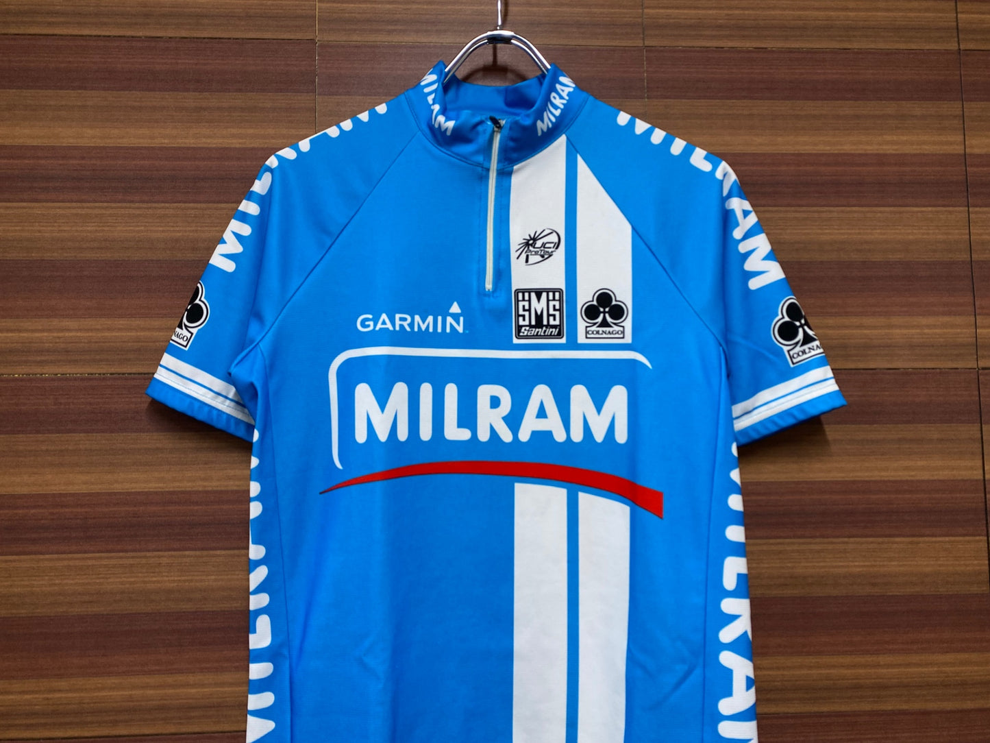 IH383 サンティーニ santiniti チームジャージ MILRAM 水色 半袖 サイクルジャージ M