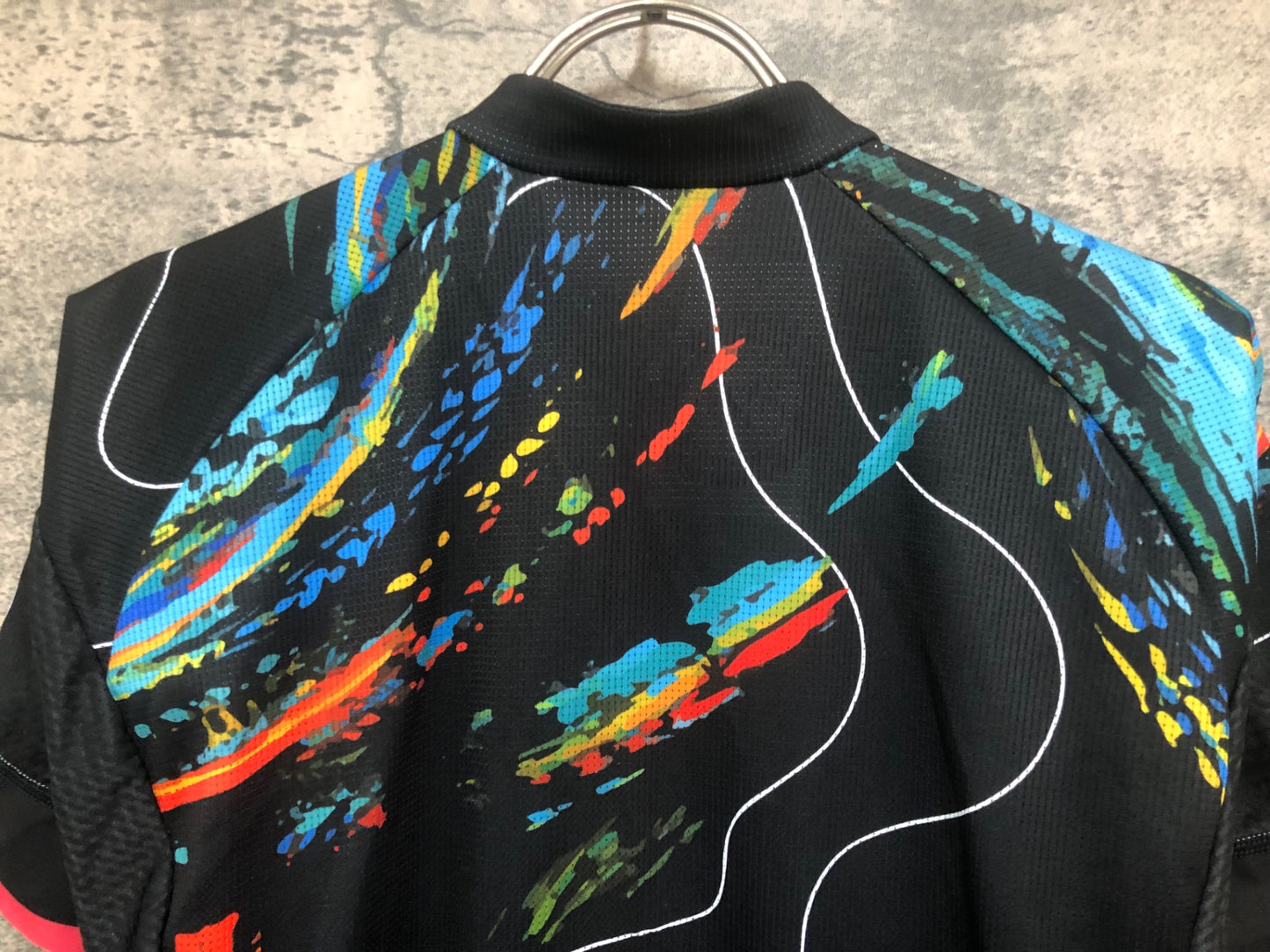 IY172 ルコックスポルティフ le coq sportif 半袖 サイクルジャージ 黒 総柄 L