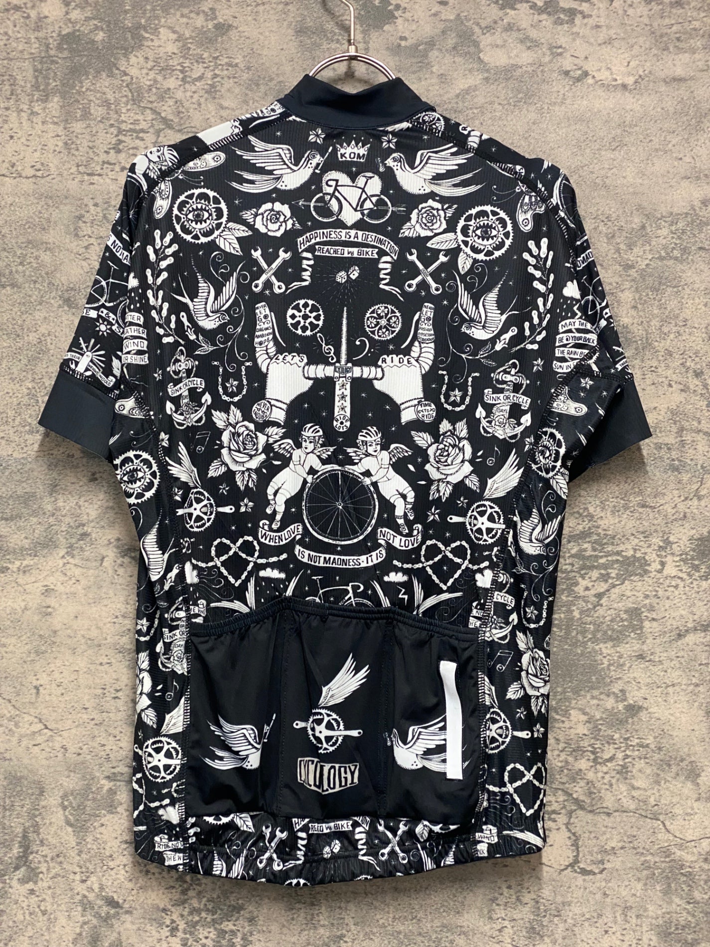 JC857 サイコロジー CYCOLOGI 半袖 サイクルジャージ 黒 白柄 S
