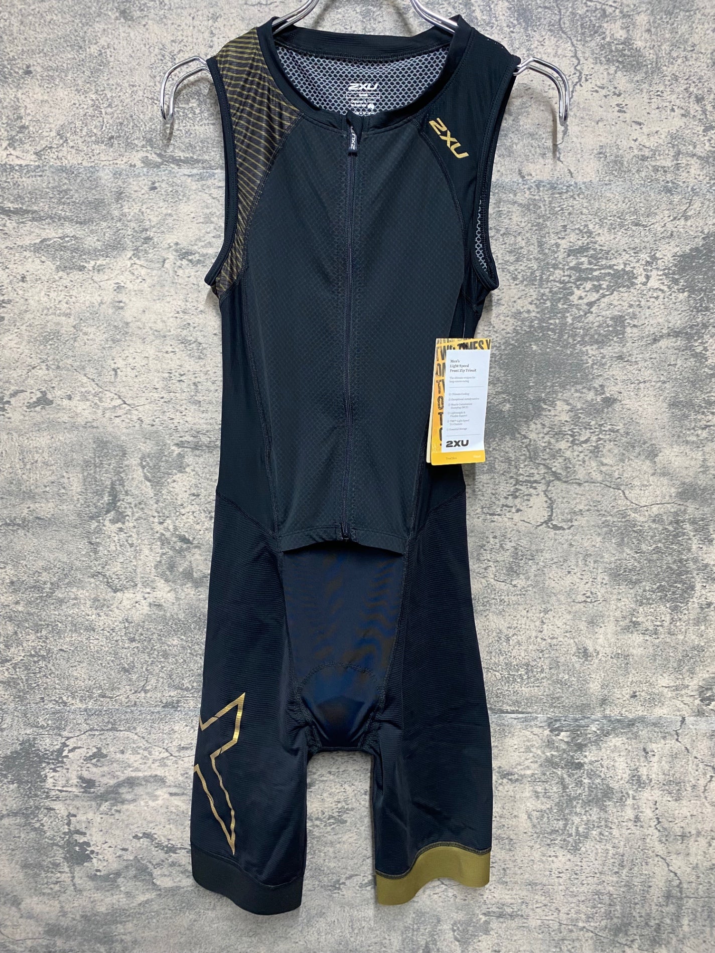 IX338 ツータイムズユー 2XU ワンピース 半袖 サイクルジャージ 黒金 S トライアスロン 未使用品