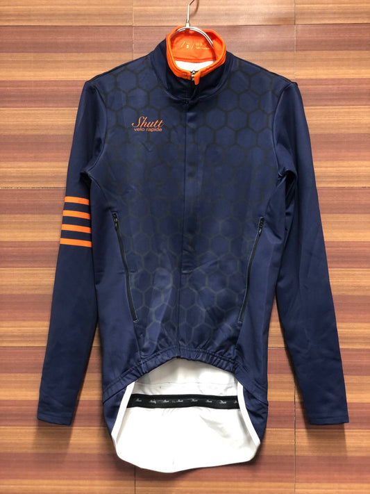 IO558 Shutt velo rapide 長袖 サイクルジャージ 裏起毛 紺 XL