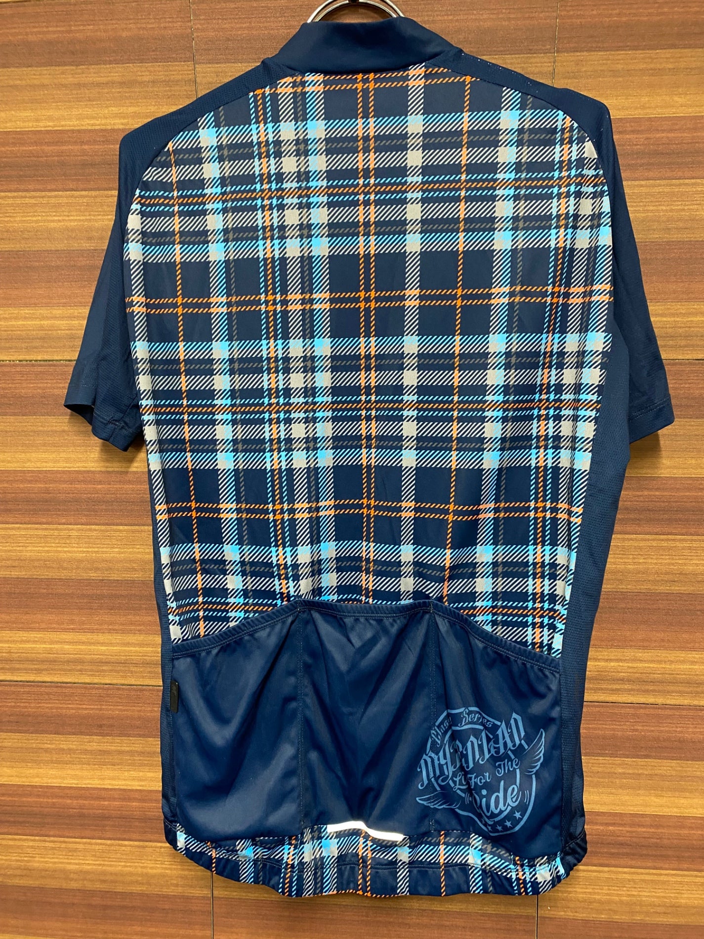 IN341 MYSENLAN 半袖 サイクルジャージ チェック 青 M
