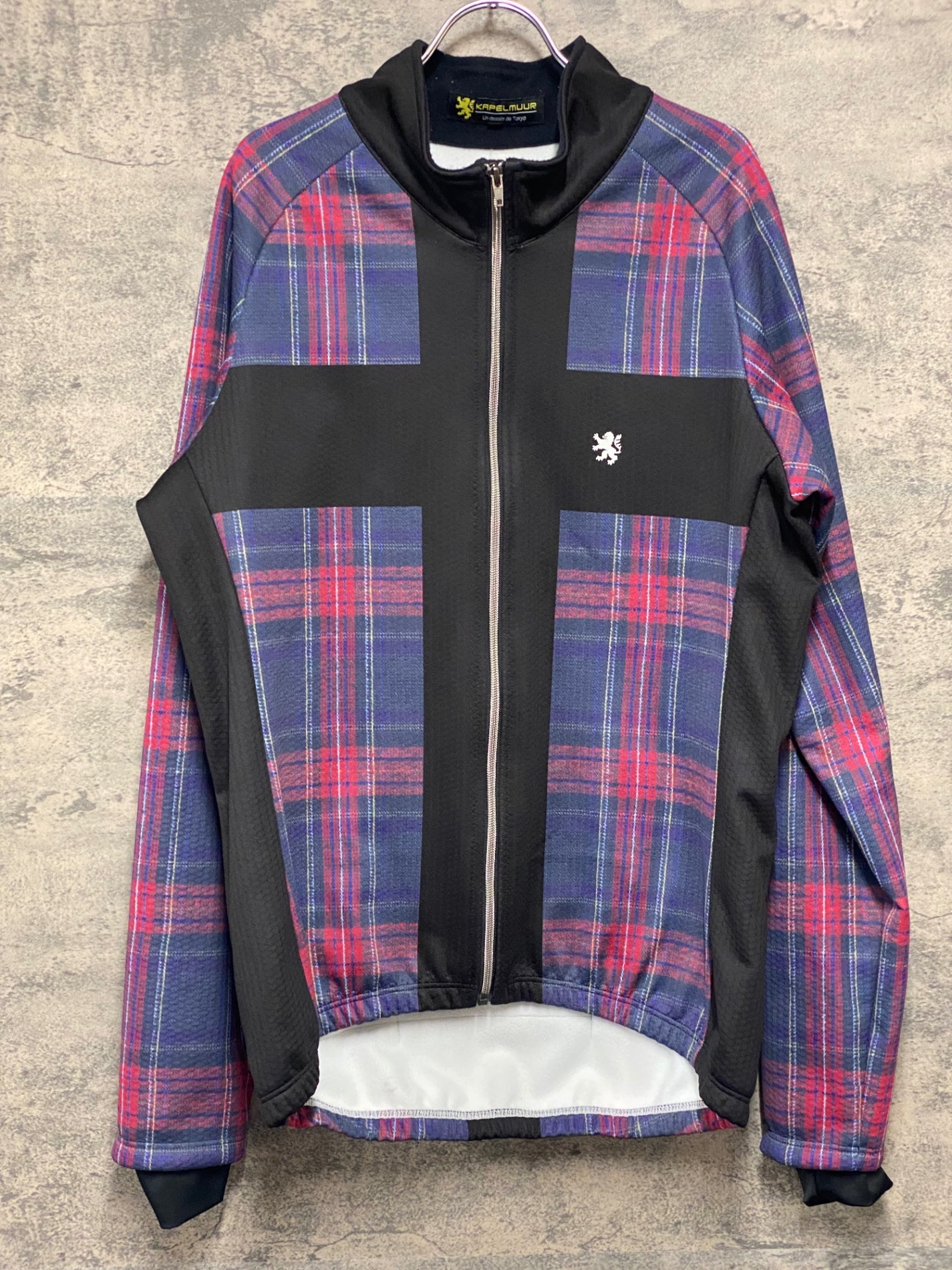 IZ853 リオンドカペルミュール Lion de KAPELMUUR 長袖 サイクルジャケット XL 裏起毛 チェック 黒
