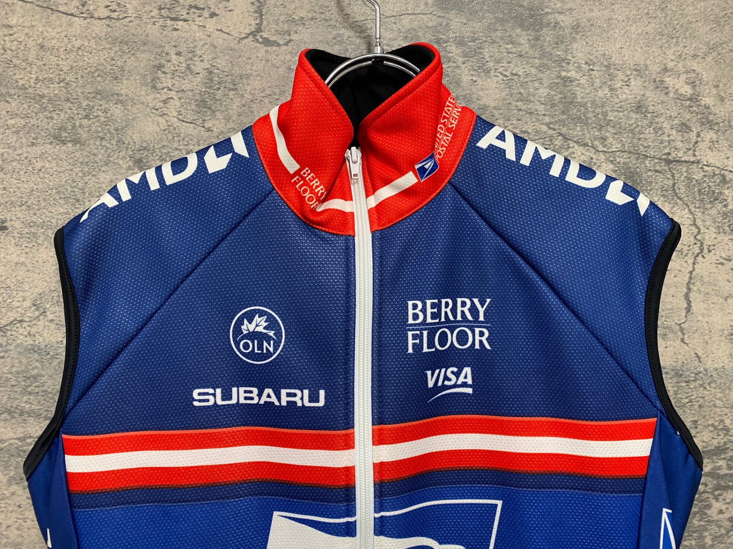 JC346 ナイキ NIKE トレック TREK UNITED STATES POSTAL SERVICE サイクルベスト ジレ 紺赤 S 裏起毛