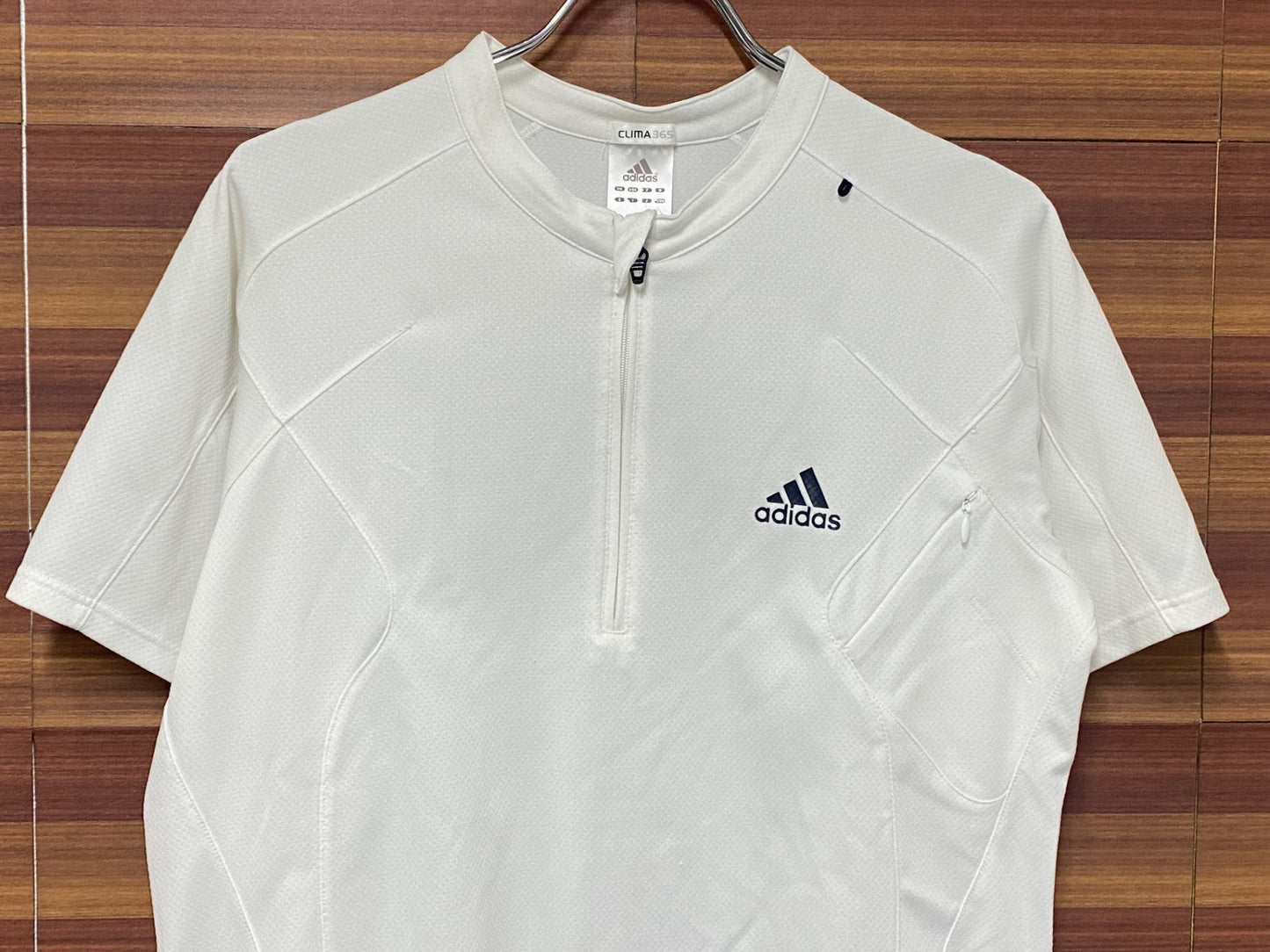 IR937 アディダス adidas 半袖 サイクルジャージ 白 L ハーフジップ