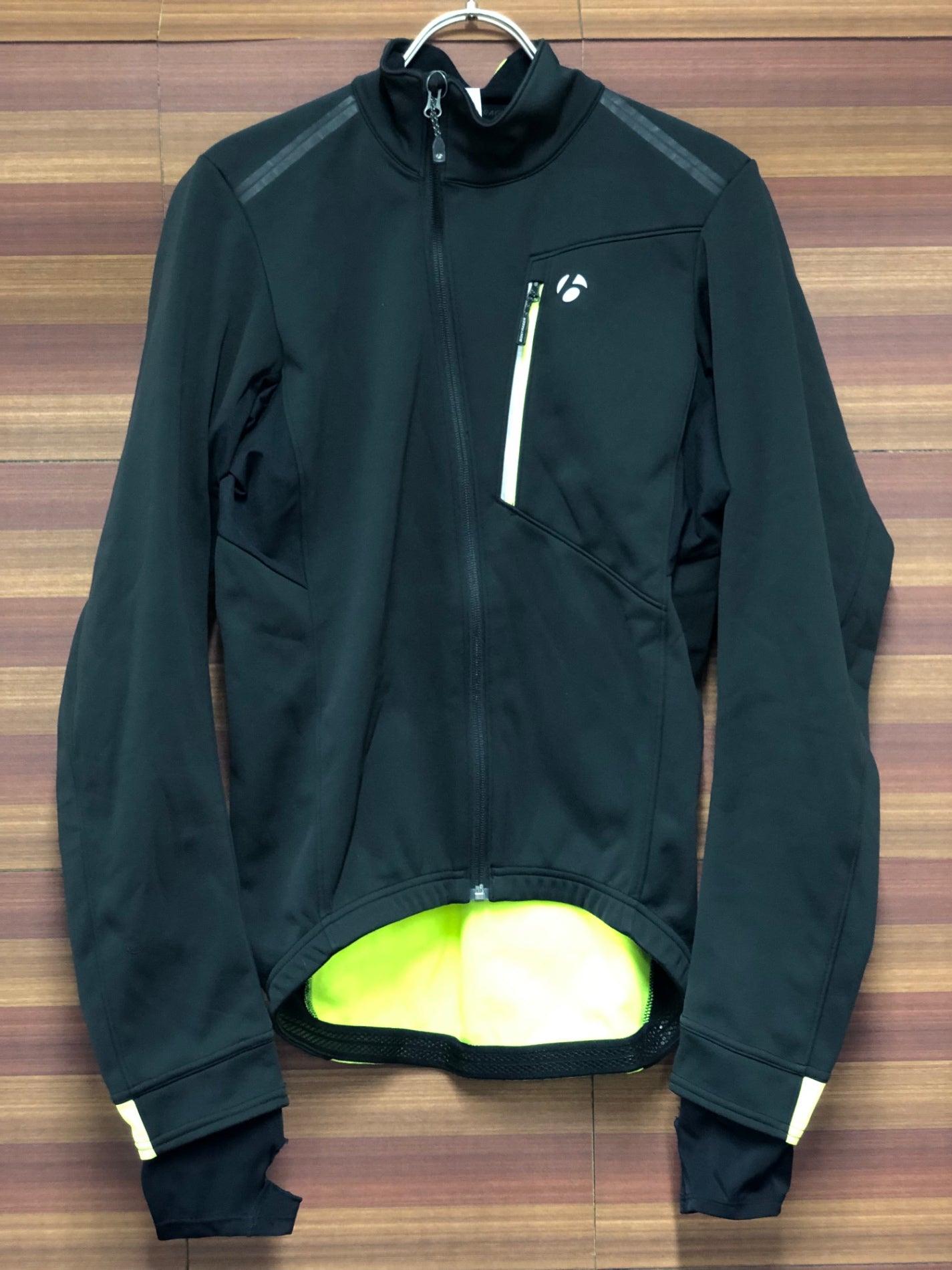 IT492 ボントレガー BONTRAGER 長袖 サイクルジャケット 黒 ネオンイエロー S 裏起毛