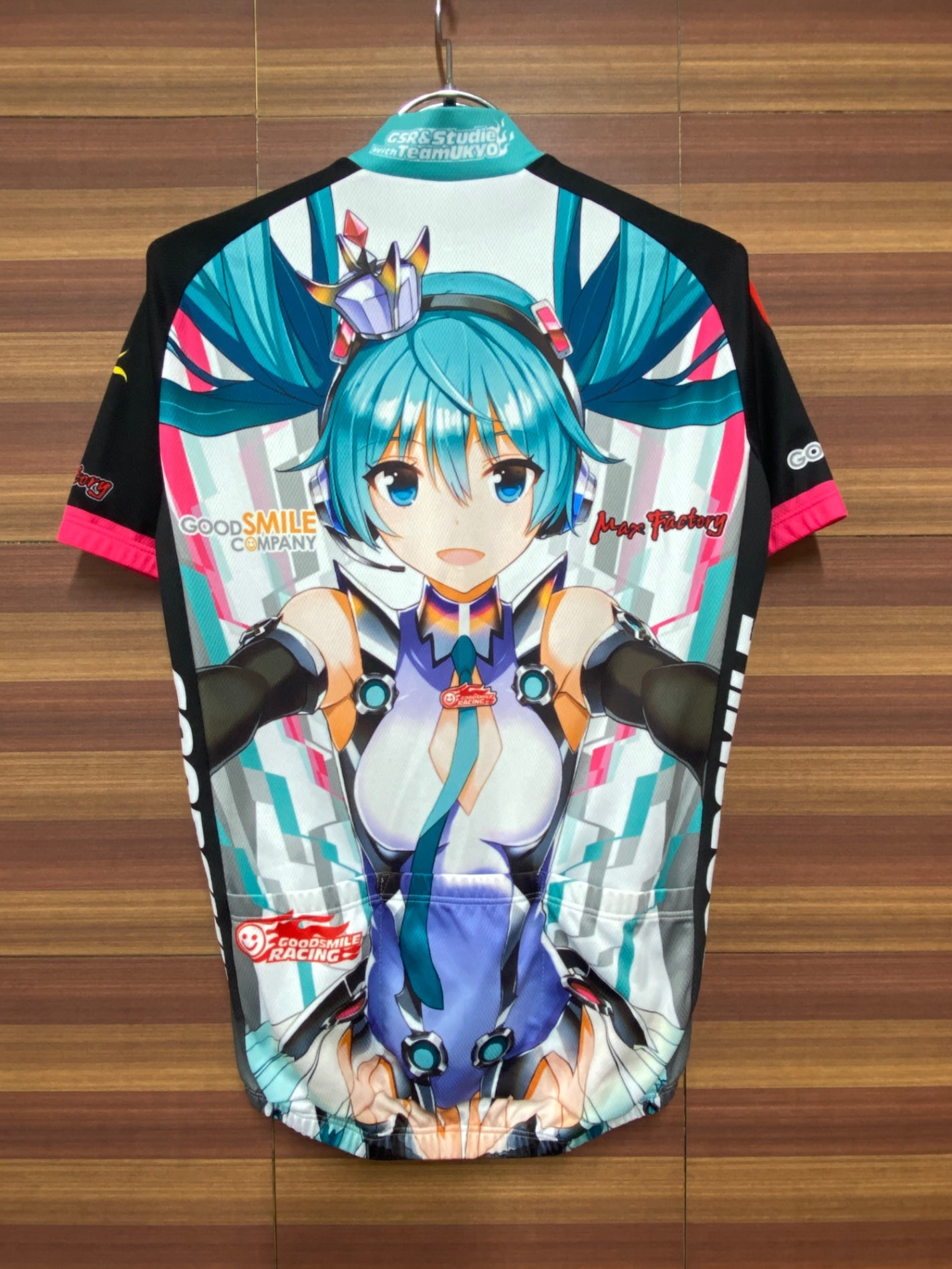 IK096 ウェイブワン WAVE ONE 半袖 サイクルジャージ 白 青 M RACING MIKU 2013Ver. 痛ジャージ