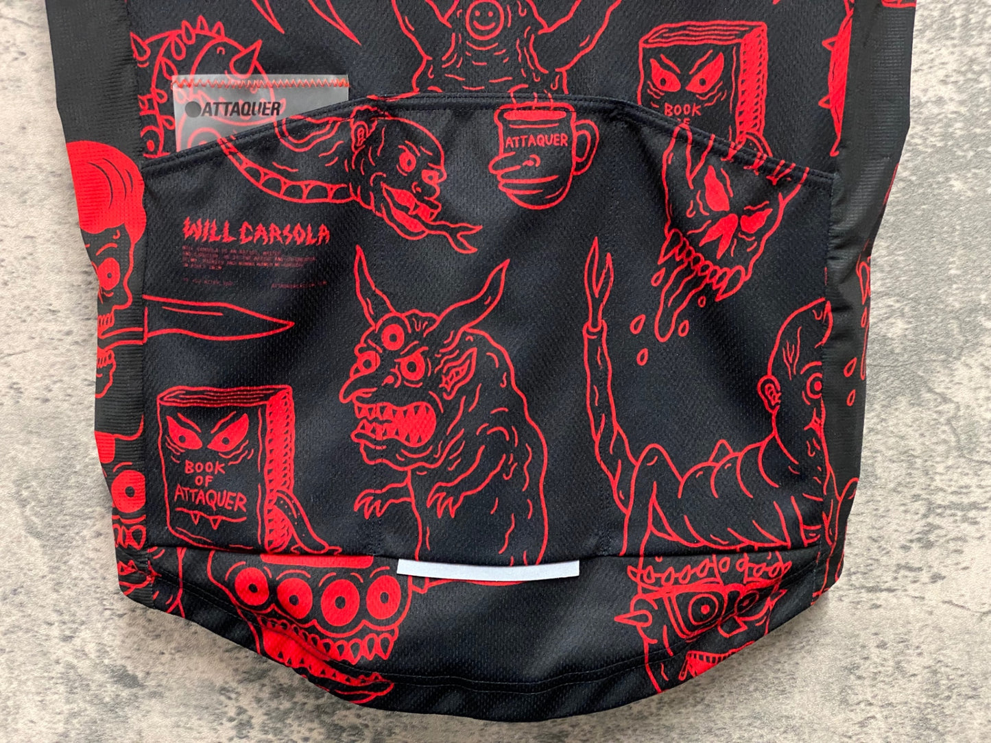 JA623 アタッカー ATTAQUER Artist Series Limited Edition 半袖 サイクルジャージ 赤 黒 M Will Carsola