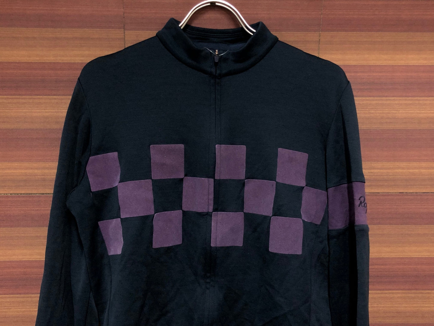 IQ664 ラファ Rapha CHECK CLASSIC LONG SLEEVE JERSEY 長袖サイクルジャージ 紺 M スレ