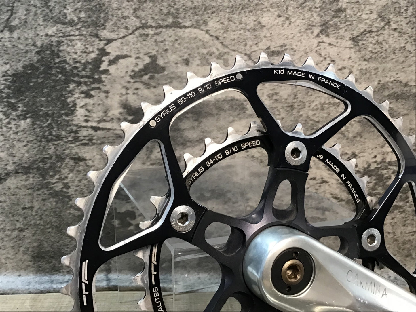 IO667 TA CARMINA 50/34 167.5mm アルミ クランクセット TA純正チタンシャフトBB付き シャフト径実測Φ17 BSAネジ