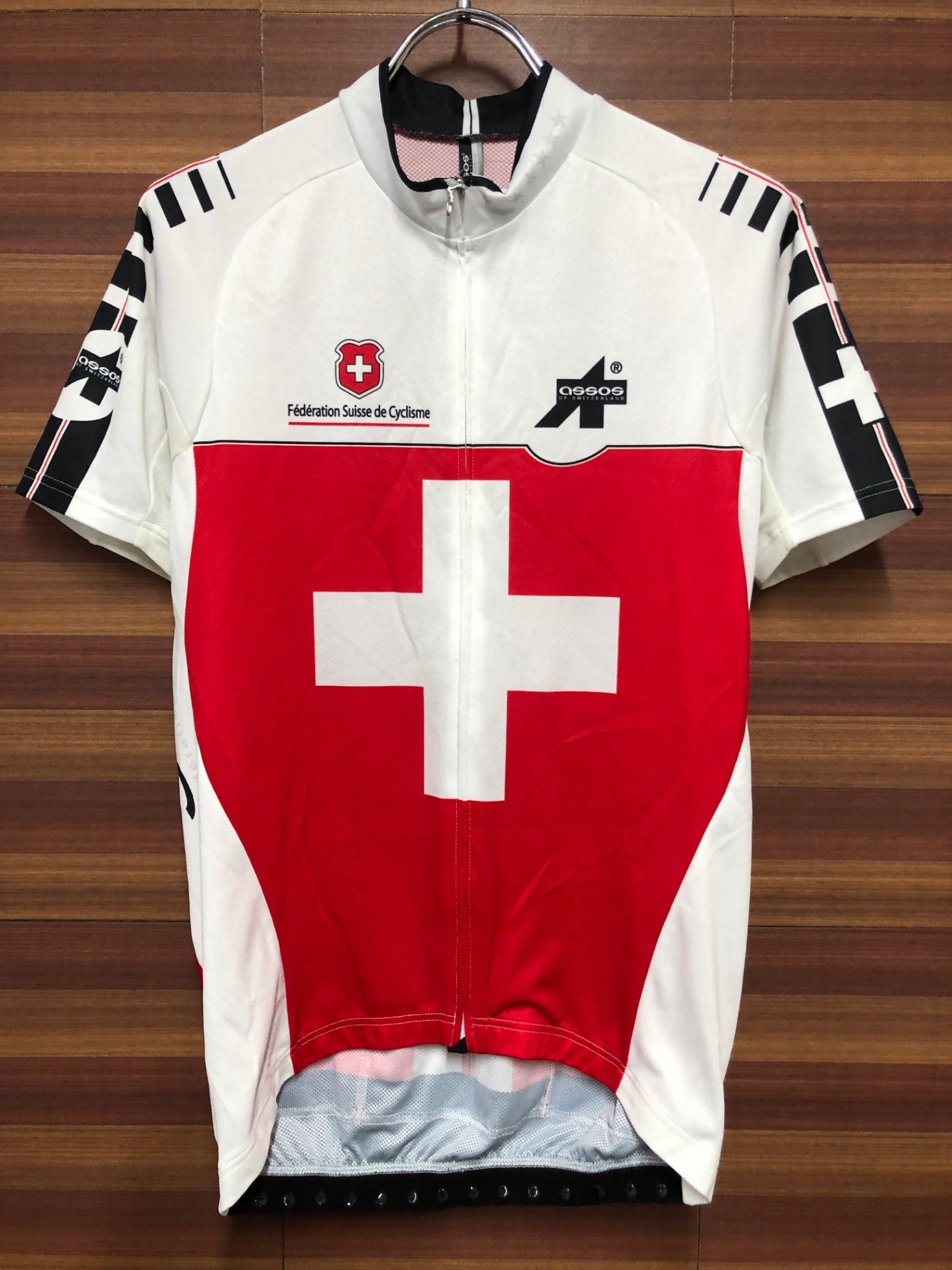 II212 アソス assos federation Swiss Jersey 半袖 サイクルジャージ 白赤 L