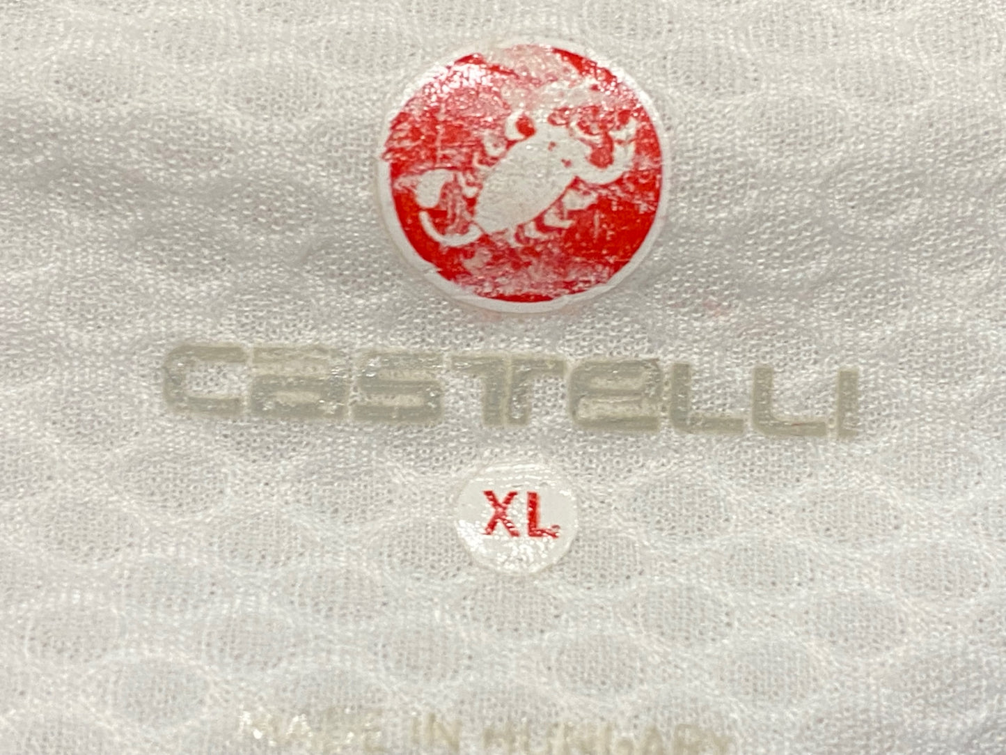 IN869 カステリ CASTELLI 半袖 サイクルジャージ 白 赤 XL ※ほつれ