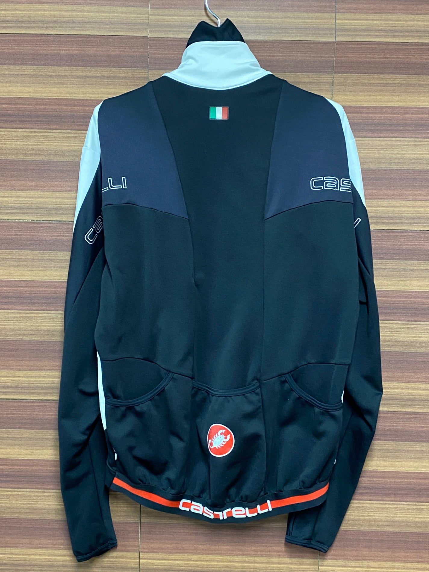 IN870 カステリ CASTELLI ロッソコルサ ROSSOCORSA 長袖 サイクルジャケット 白 黒 XL