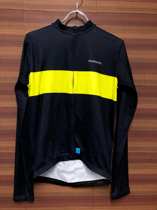 IN337 シマノ SHIMANO 裏起毛 長袖 サイクルジャージ 紺 L