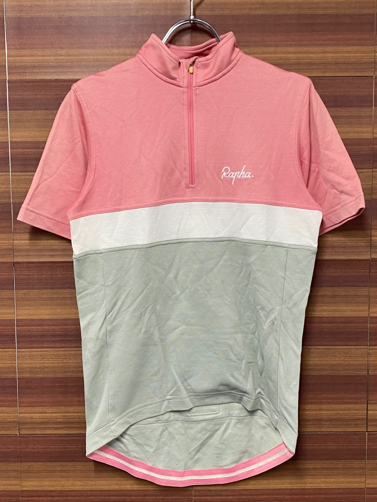 IR609 ラファ Rapha CLUB JERSEY 半袖 ハーフジップ サイクルジャージ ピンク グレー サイズ不明