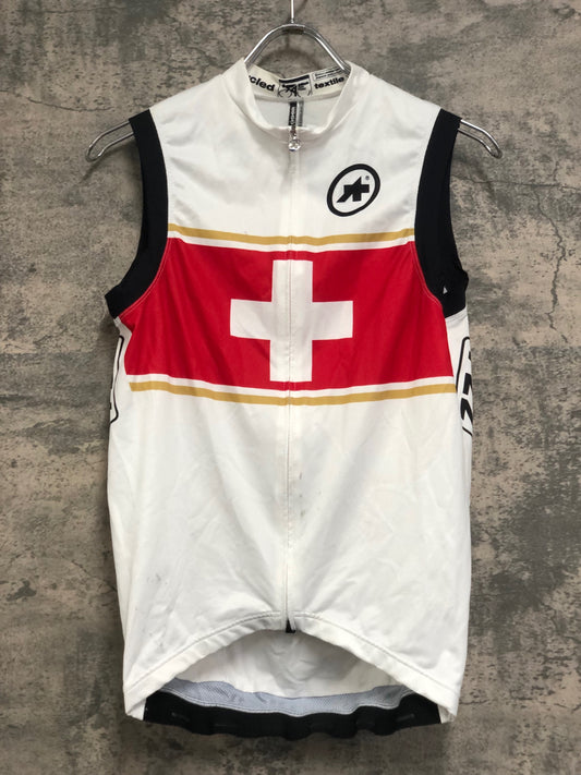 IX201 アソス assos NS.NEOPRO サイクルベスト ジレ 白 赤 M ※汚れ