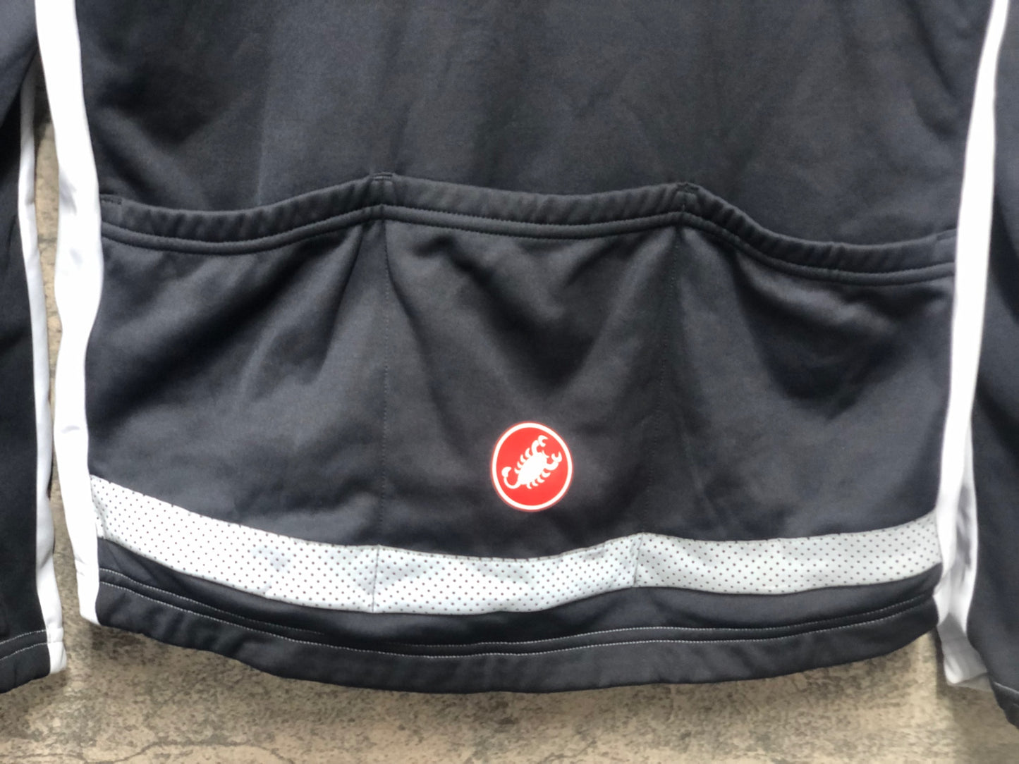 JC939 カステリ CASTELLI 長袖 サイクルジャージ 白 黒 L 裏起毛 GORE-TEX INFINIUM