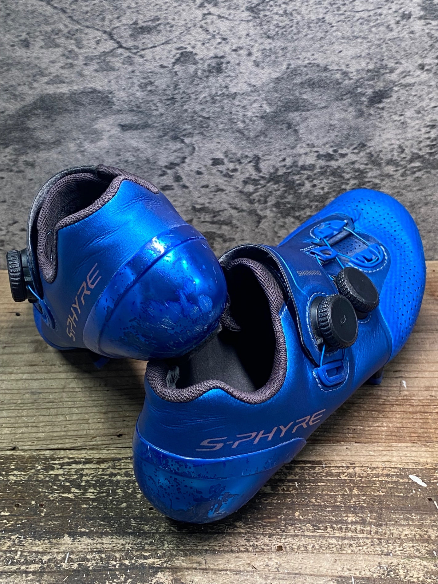 IW227 シマノ SHIMANO S-PHYRE SHRC902M B01 E ビンディングシューズ SPD-SL BOA 青 EU41 ※擦れ傷大