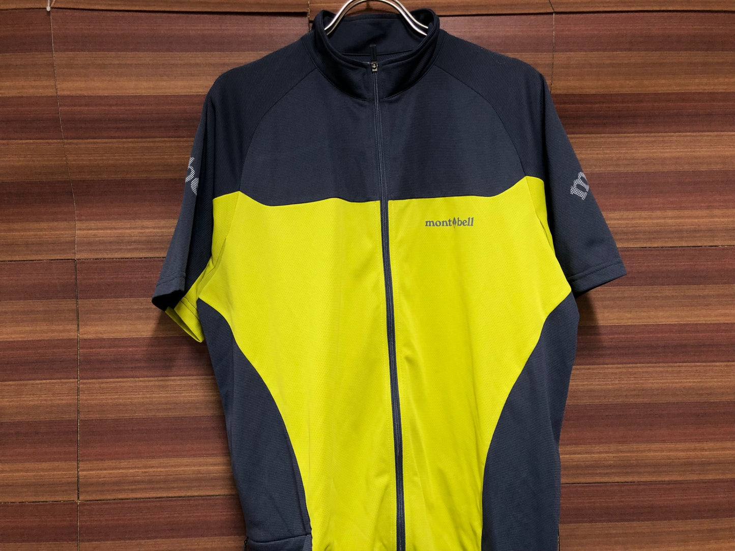 IU742 モンベル mont-bell 半袖 サイクルジャージ グレー 黄 XL
