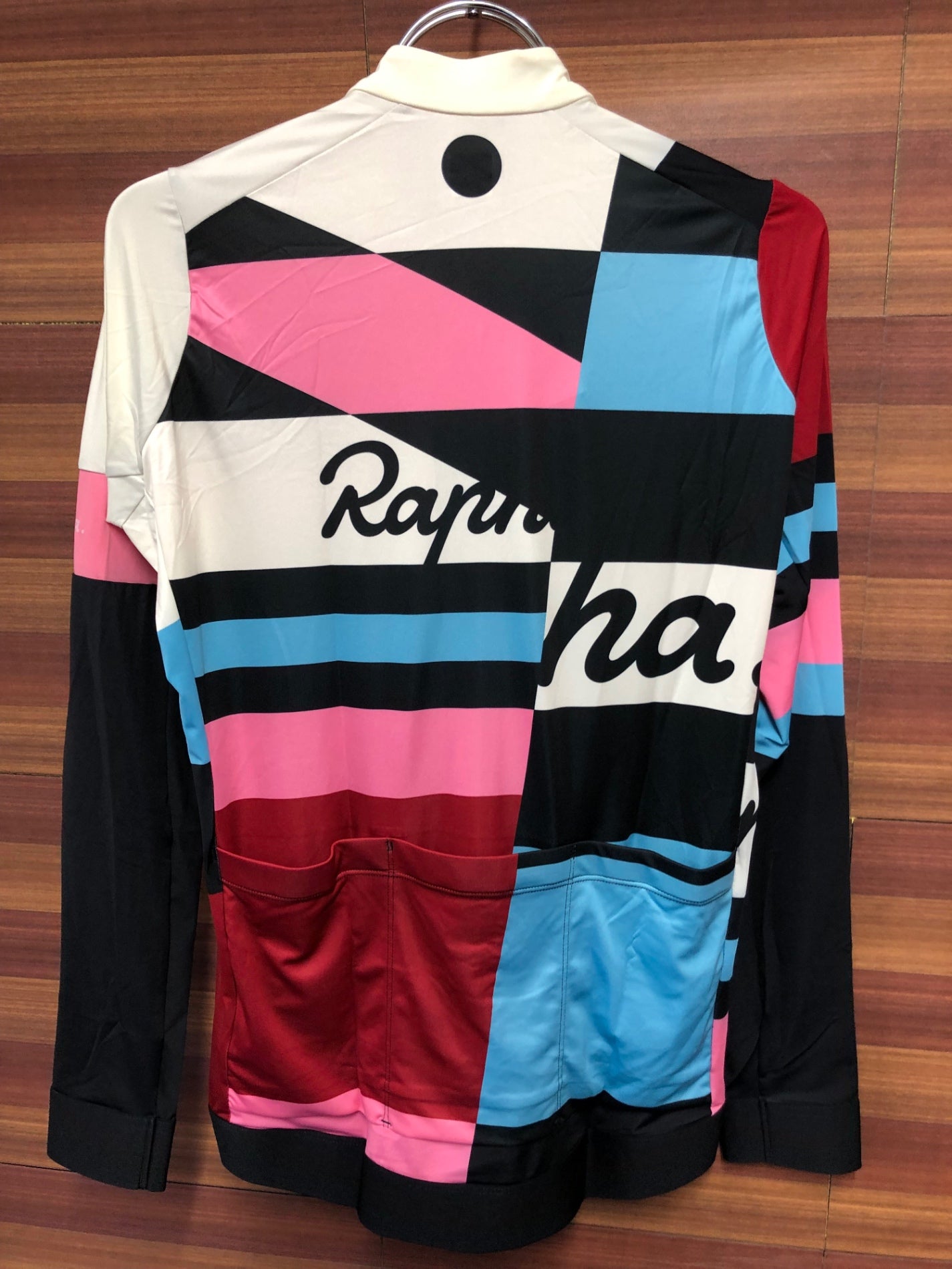 IO699 ラファ Rapha CROSS PRO TEAM LONG SLEEVE TRAINING JERSEY MENS 長袖 サイクルジャージ  ベージュ 紺 総柄 M