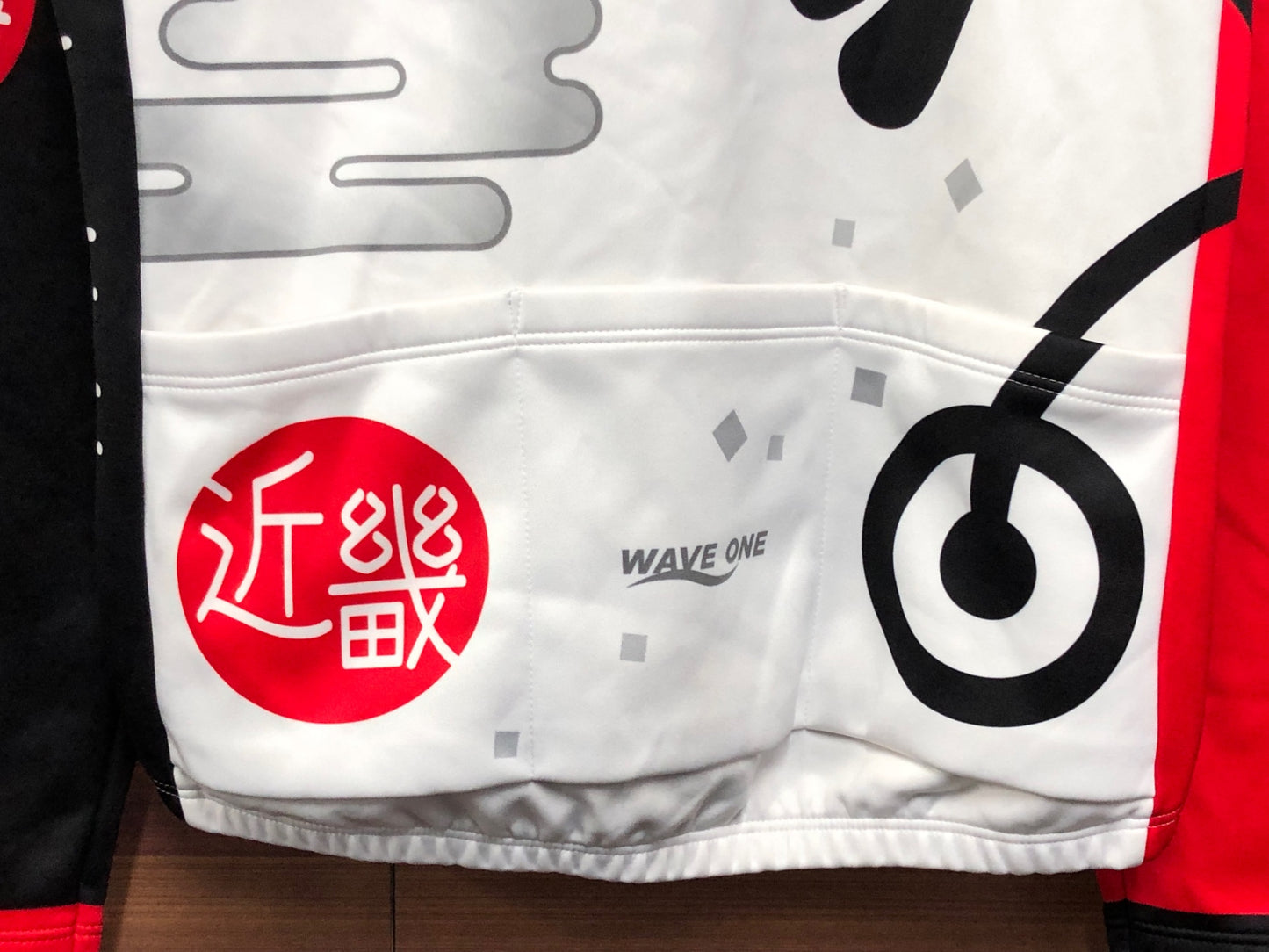 IT018 ウェイブワン WAVE ONE 長袖 サイクルジャージ 白 赤 L 裏起毛 Audax Japan 近畿 痛ジャージ