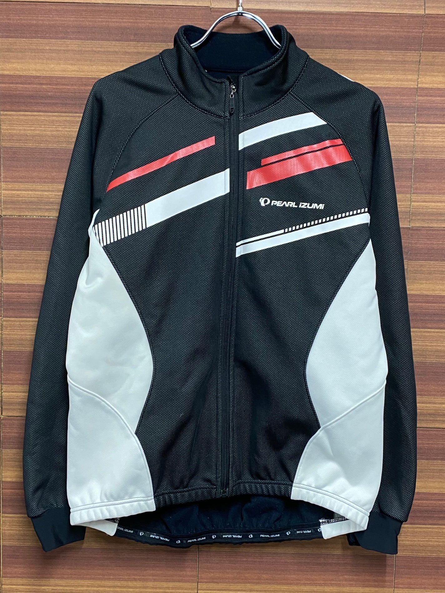 IN181 パールイズミ PEARL iZUMi 長袖 サイクルジャケット 黒 白 M 裏起毛 WINDBREAK