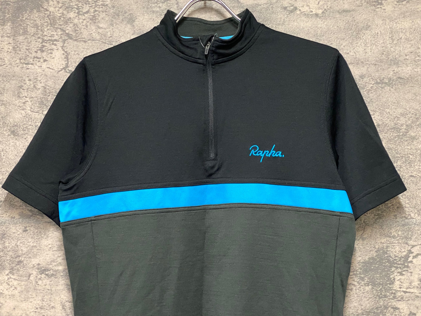 JC807 ラファ Rapha MEN'S CLUB JERSEY 半袖 サイクルジャージ ハーフジップ 黒 L TEAM sky