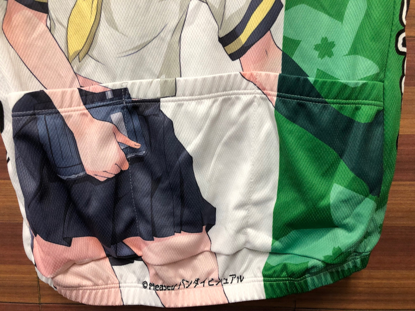 IS978 ウェイブワン WAVE ONE 半袖 サイクルジャージ 白 緑 L おねがい☆ツインズ 小野寺樺恋 痛ジャージ