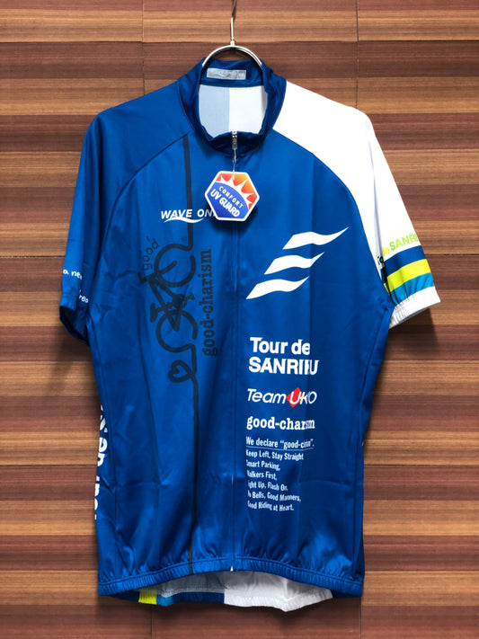 IN102 未使用 ウェイブワン WAVE ONE 2017 ツールド三陸 半袖 サイクルジャージ XXL 白青