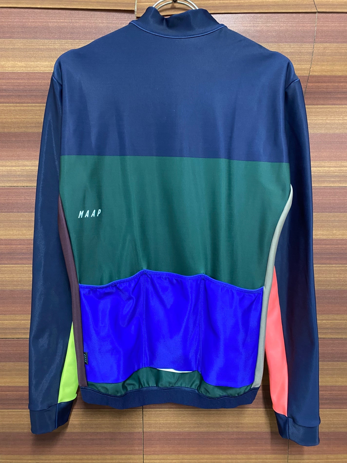 IT816 マープ MAAP TEAM PRO FIT JERSEY 長袖 サイクルジャージ 紺 ピンク 深緑 総柄 M 裏起毛