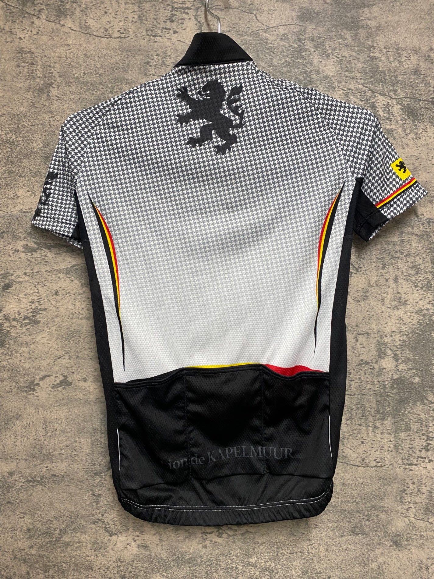 JD271 リオンドカペルミュール Lion de KAPELMUUR 半袖 サイクルジャージ 黒 白 千鳥 M