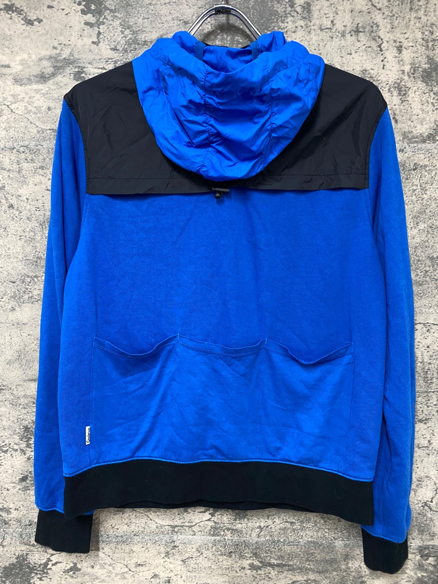 JB386 ケイデンス Cadence 長袖 サイクルジャケット 青 黒 S 裏起毛 ※脇下加工品のためジャンク