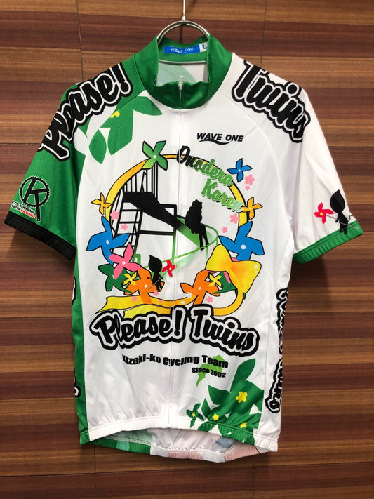 IS978 ウェイブワン WAVE ONE 半袖 サイクルジャージ 白 緑 L おねがい☆ツインズ 小野寺樺恋 痛ジャージ