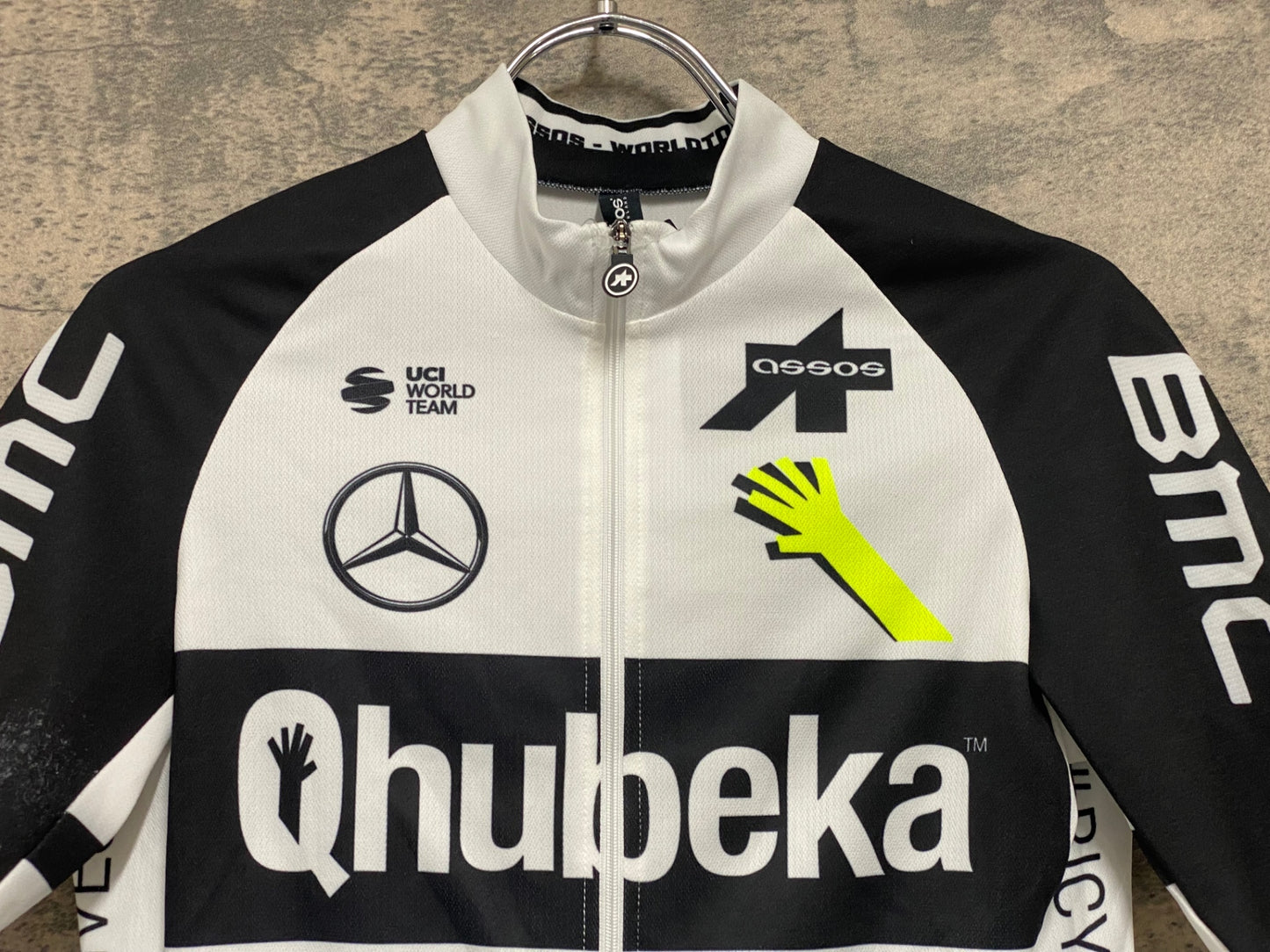 JB913 アソス ASSOS WORLDTOUR SEASON 2021 BMC 半袖 サイクルジャージ 白 黒 M ※スレ