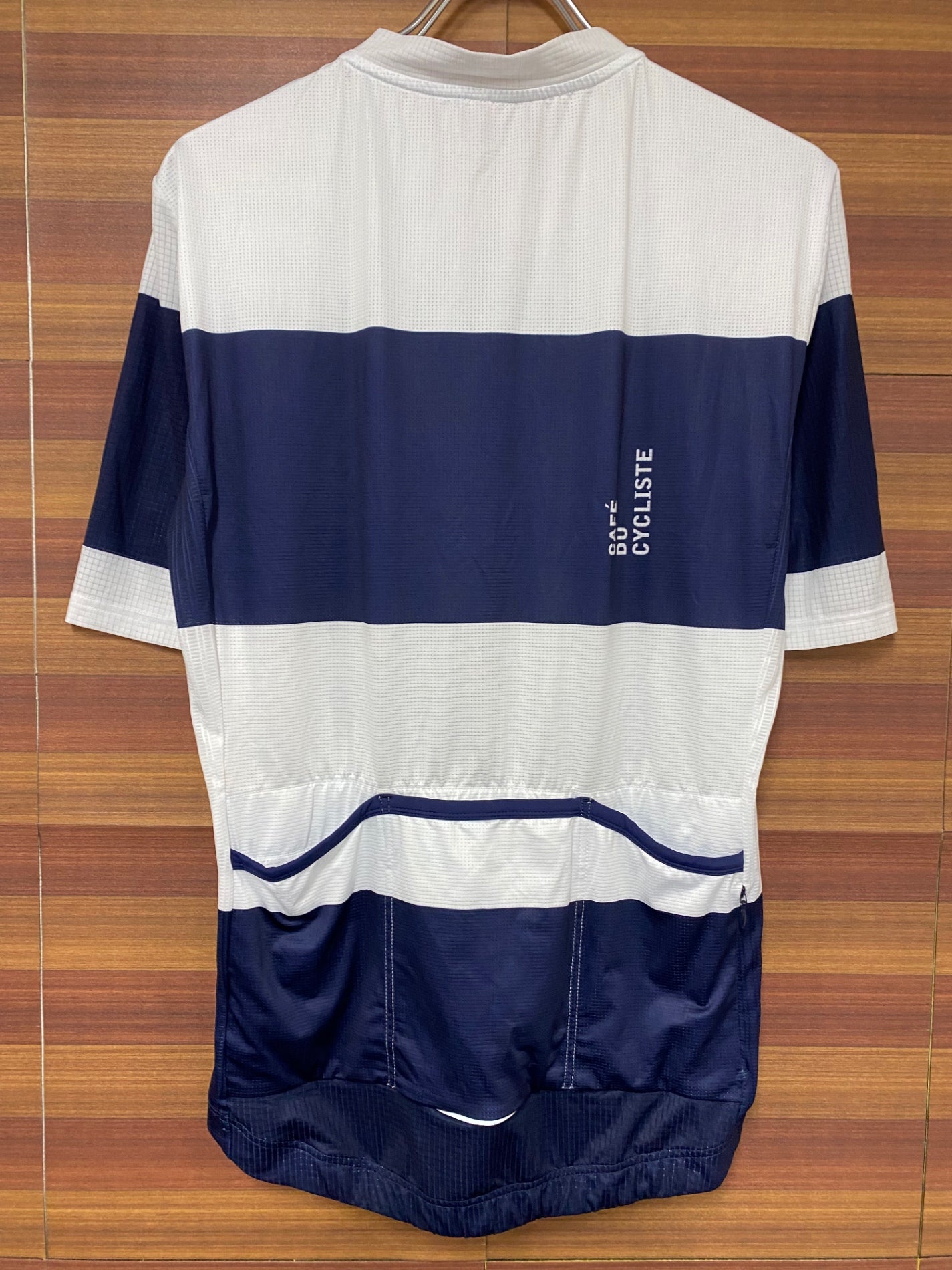 IO567 カフェドシクリステ CAFE DU CYCLISTE 半袖 サイクルジャージ 白紺 ボーダー XXL