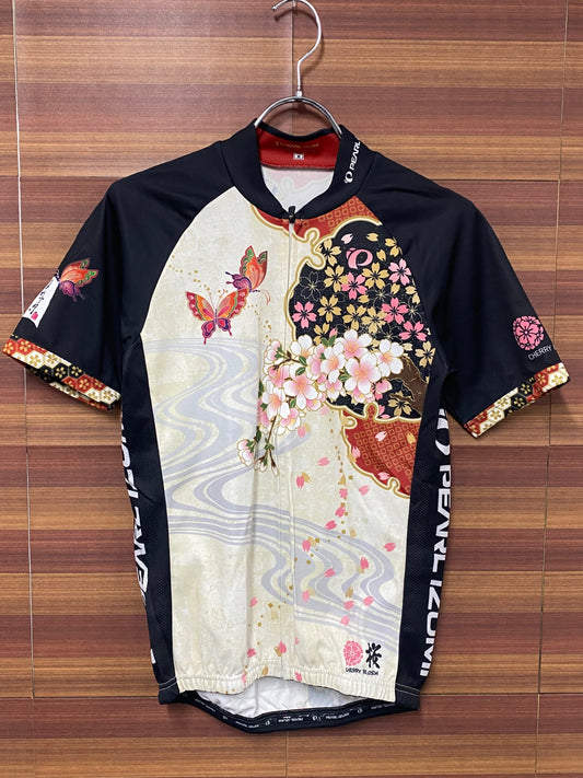 IQ941 パールイズミ PEARL iZUMi 半袖サイクルジャージ 黒 白 桜 M