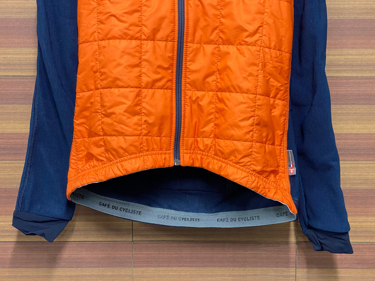 IU218 カフェドシクリステ Cafe du Cycliste LEONIE Man 長袖 サイクルジャケット 紺 オレンジ S 裏起毛