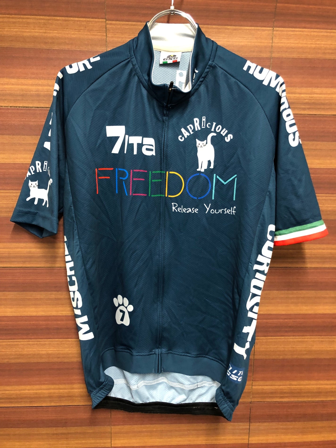 IQ481 ジェッセージ GSG 7ITA 半袖 サイクルジャージ 紺 猫 XL