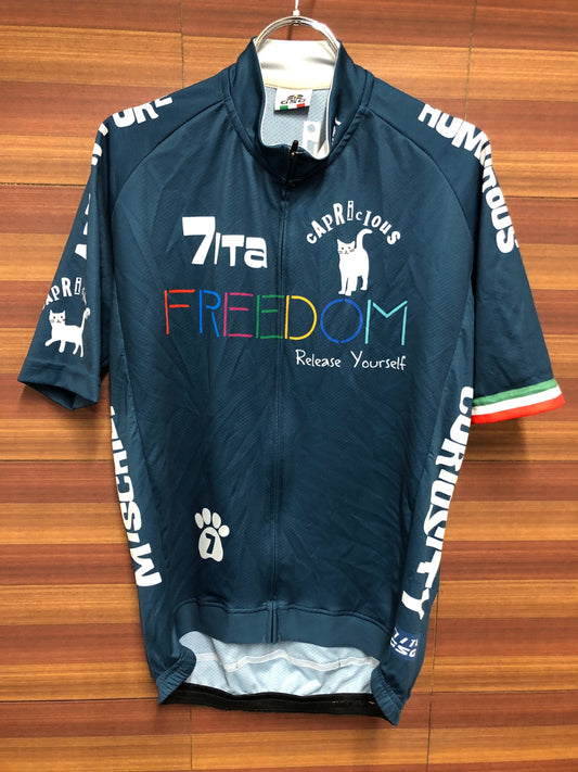 IQ481 ジェッセージ GSG 7ITA 半袖 サイクルジャージ 紺 猫 XL