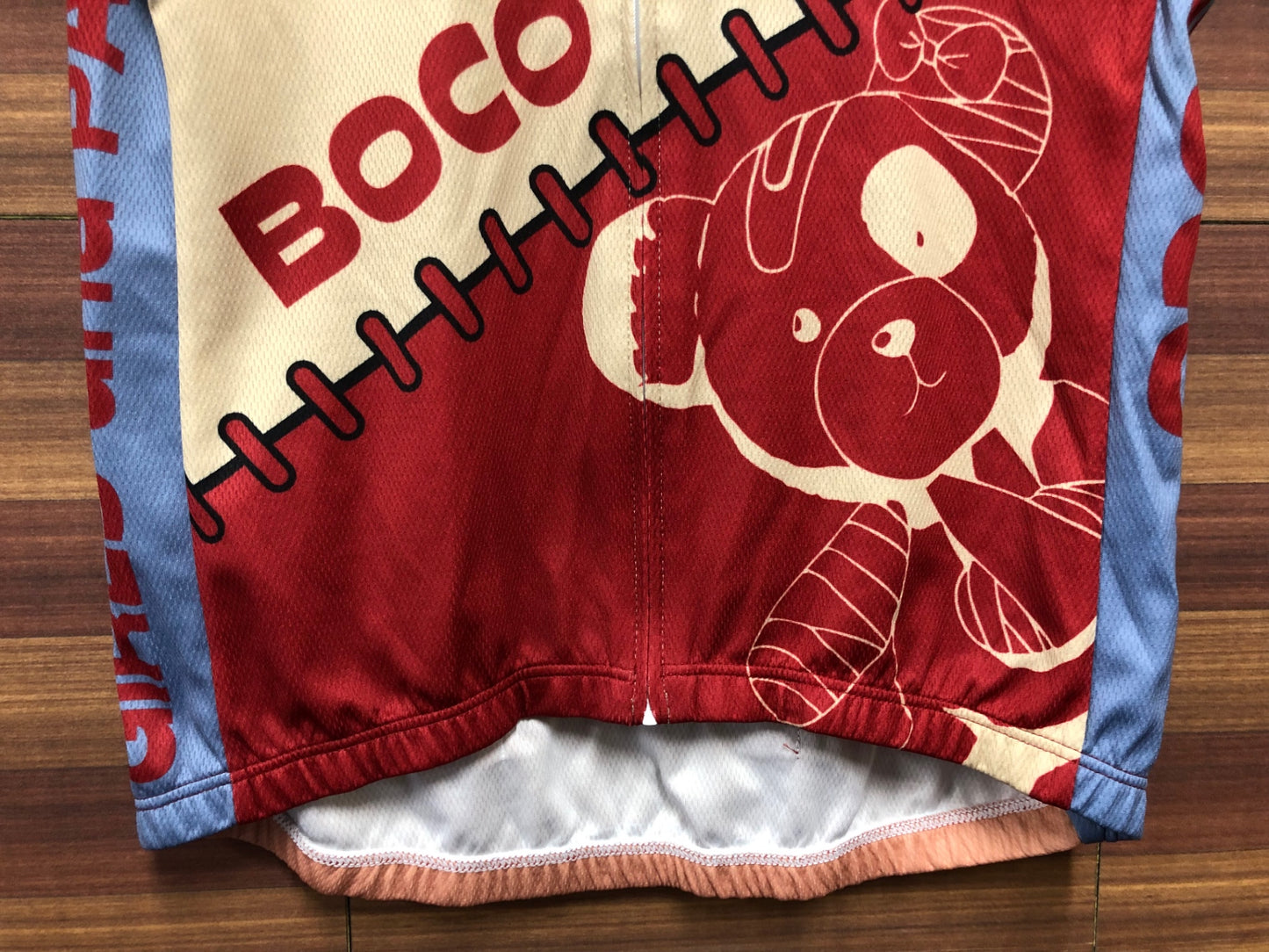 IS992 ウェイブワン WAVE ONE 半袖 サイクルジャージ 赤 レグホーン L ガールズ＆パンツァー ボコられグマのボコ 痛ジャージ