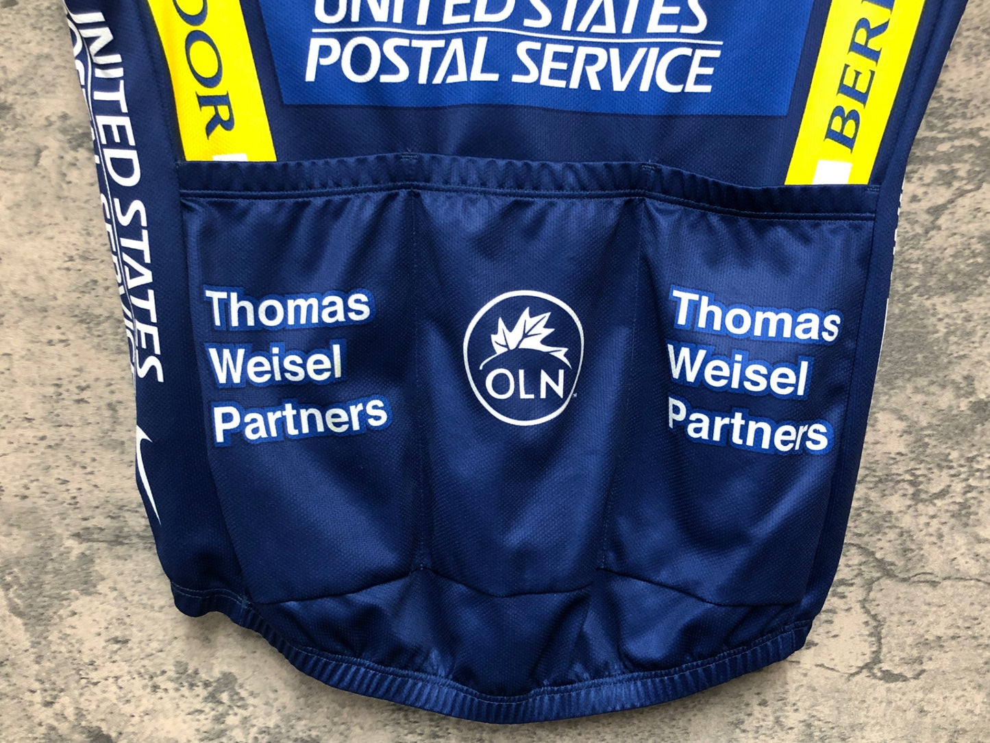 JC343 ナイキ NIKE トレック TREK UNITED STATES POSTAL SERVICE 半袖 サイクルジャージ 紺黄 S