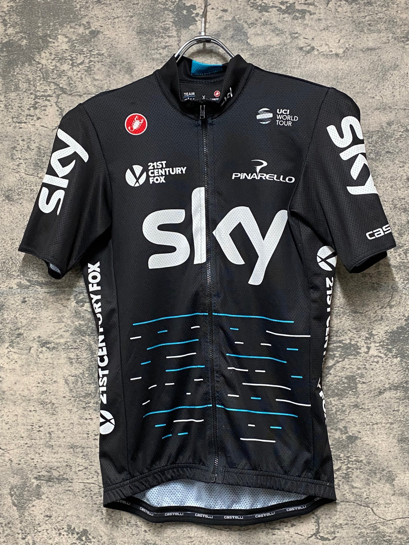 JC803 カステリ CASTELLI 半袖 サイクルジャージ 黒 S TEAM sky