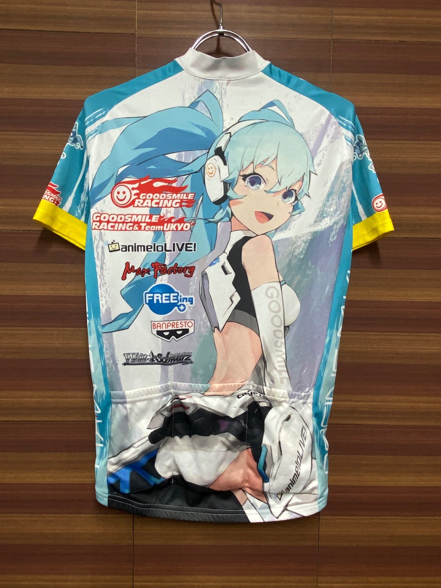 IK089 GSR Gear 半袖 サイクルジャージ 白 水 M RACING MIKU 2014Ver. 痛ジャージ