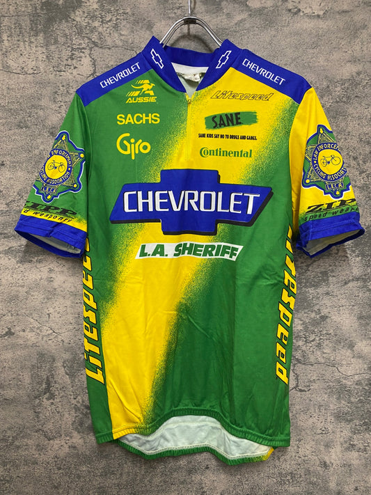 IM320 AUSSIE 半袖 サイクルジャージ 緑 黄 青 L ハーフジップ CHEVROLET