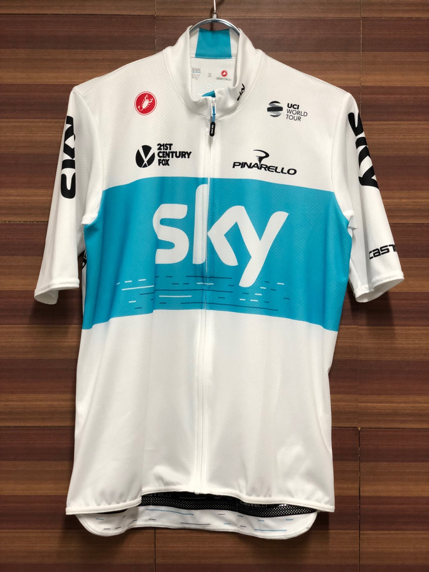 IK563 カステリ CASTELLI TEAM SKY 半袖サイクルジャージ 白 XLサイズ