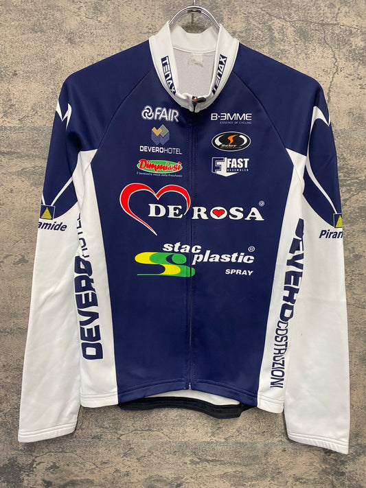 IZ358 ビエンメ BEMME 長袖 サイクルジャージ ネイビー L 裏起毛 DE ROSA