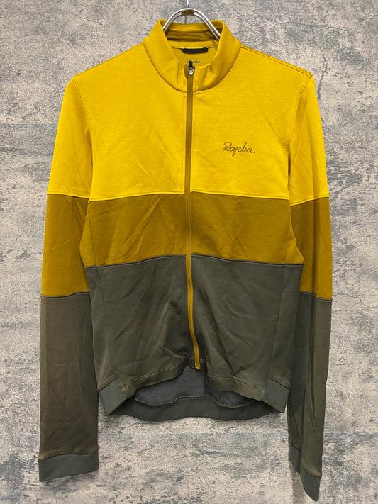 IV298 ラファ Rapha TRICOLOUR LONG SLEEVE JERSEY 長袖 サイクルジャージ 黄 茶 M
